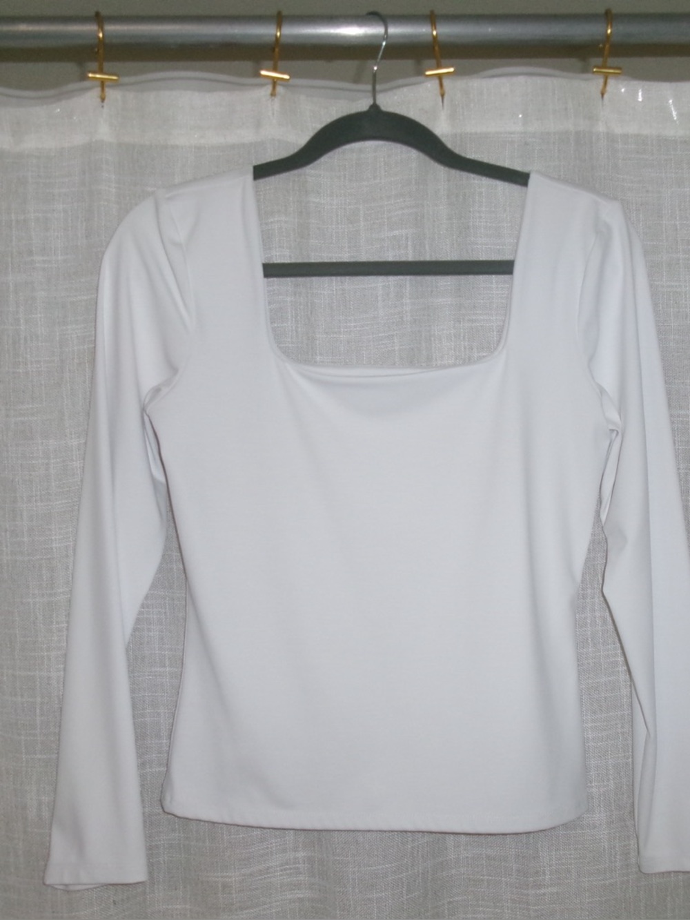 Express White Square-Neck Long Sleeve Top